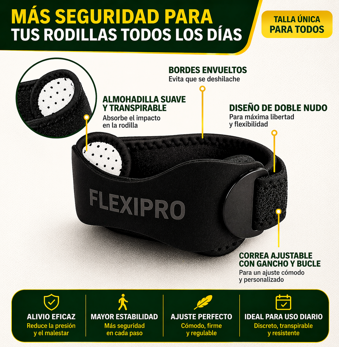 Correa de soporte rotuliano para molestias de rodilla y tendinitis